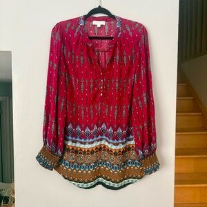 Suzanne Betro Red Bohemian Blouse